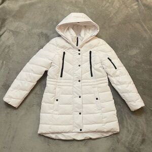 Xersion Hooded White Winter Puffer Coat Cabincore Mountains Ski Outdoors